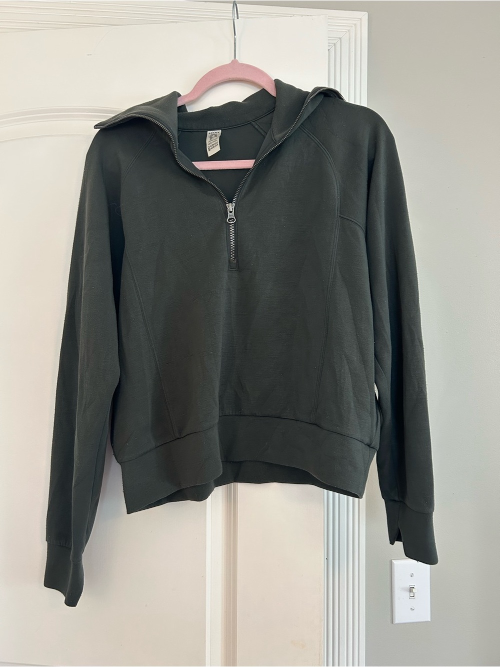 Spanx AirEssentials Half Zip Sweatshirt Dark Forest Green Small